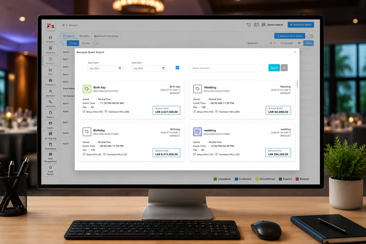 IntaPOS Banquet Management revenue tracking