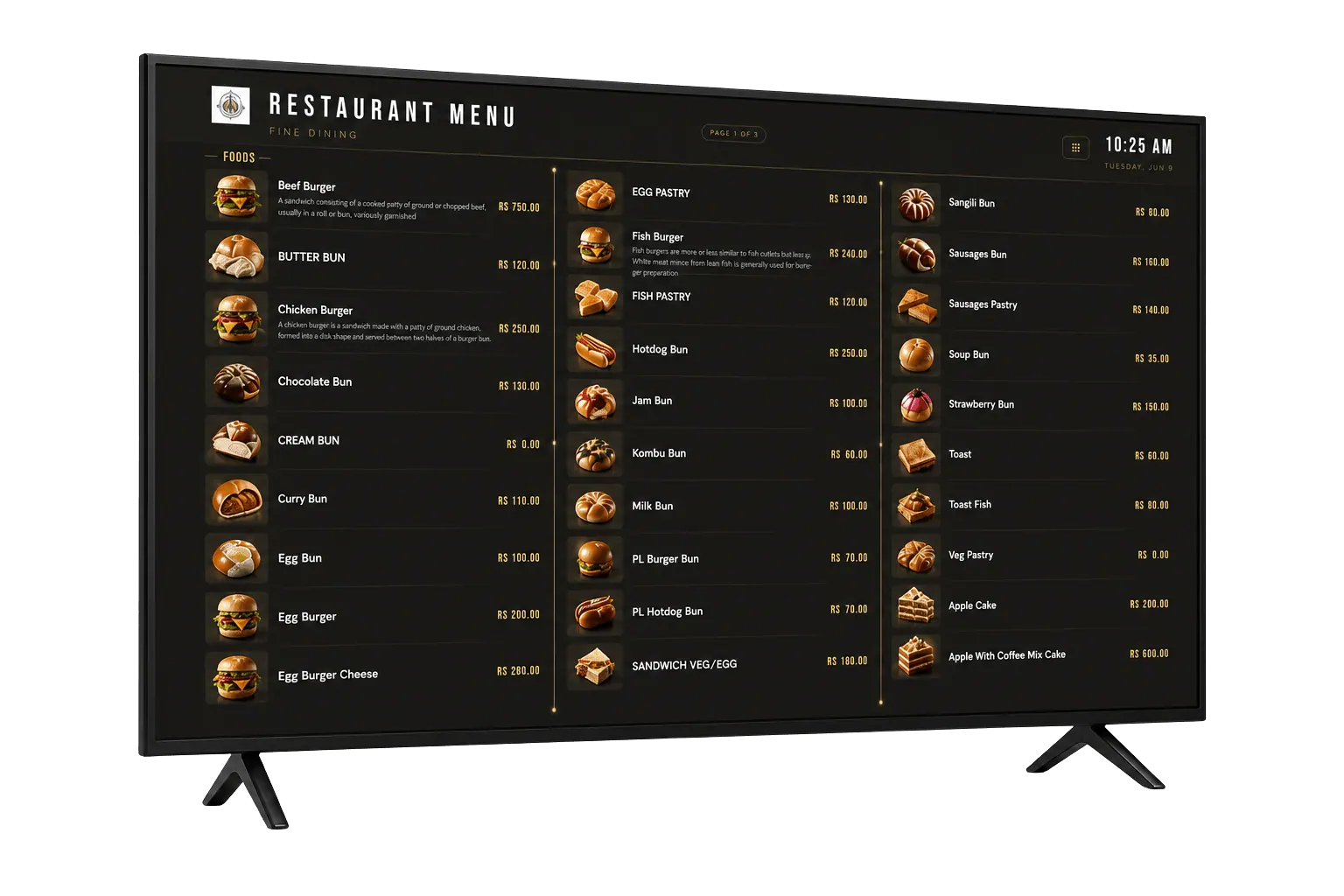 IntaPOS Digital Menu Card and Kitchen Display screen