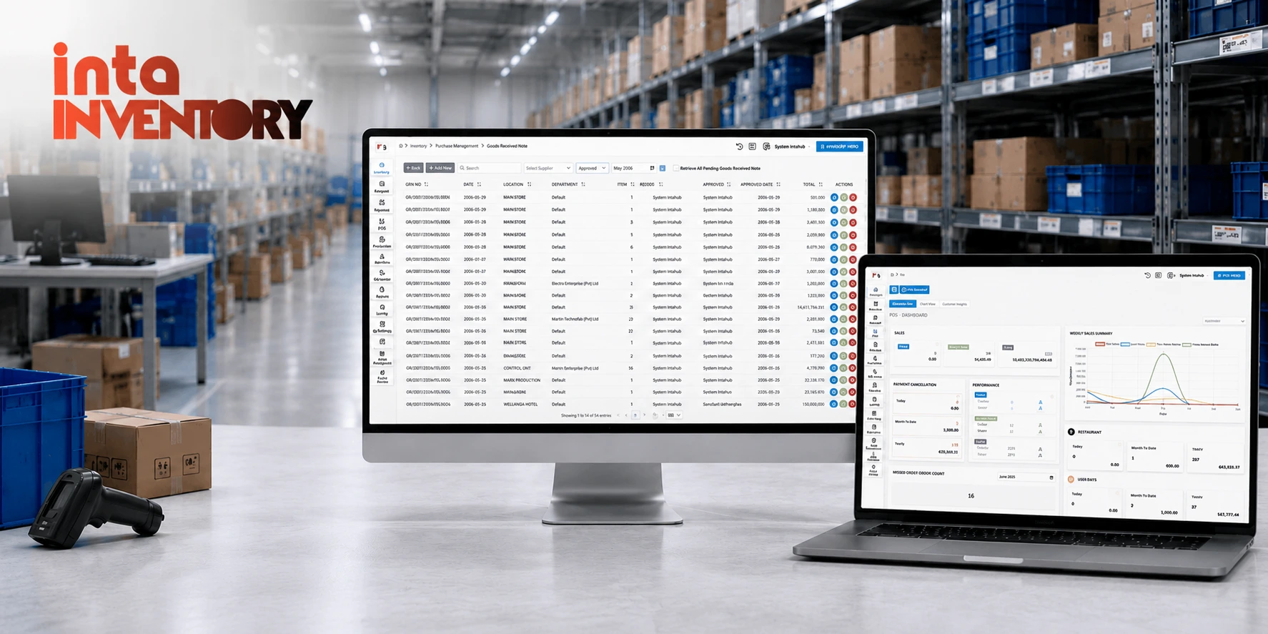 IntaPOS Inventory Management stock control screen