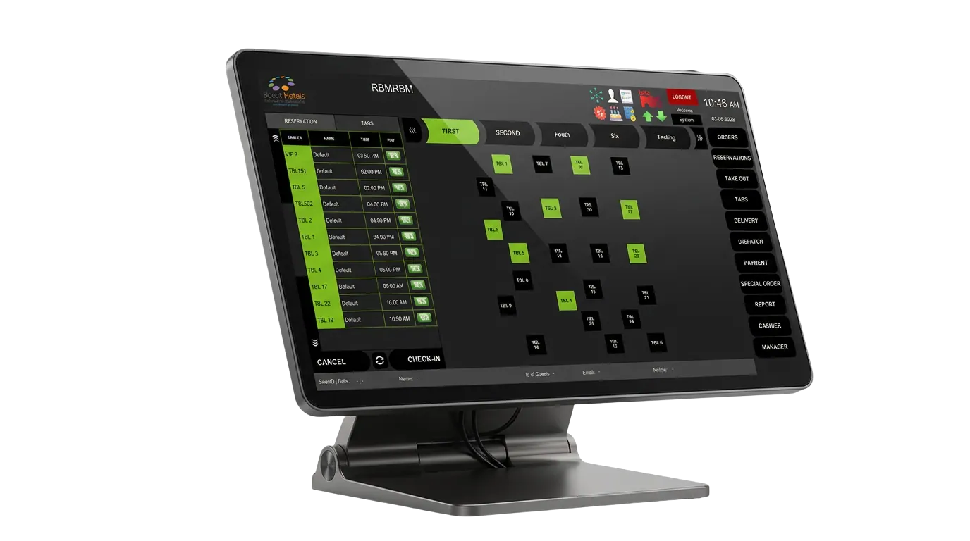 IntaPOS Windows POS table and reservation screen
